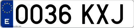 Ejemplo de matrícula de coche ordinaria 0036 KXJ