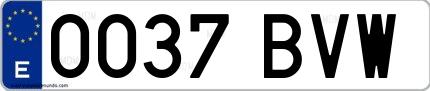 Ejemplo de matrícula española 0037 BVW