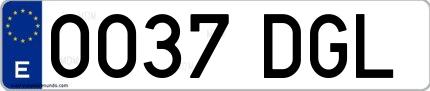 Ejemplo de matrícula española 0037 DGL