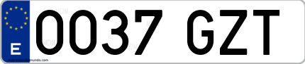 Ejemplo de matrícula de coche ordinaria 0037 GZT