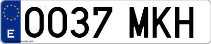 Ejemplo de matrícula de coche ordinaria 0037 MKH