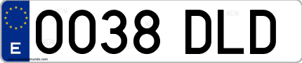 Ejemplo de matrícula de coche ordinaria 0038 DLD