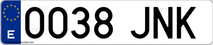 Ejemplo de matrícula de coche ordinaria 0038 JNK