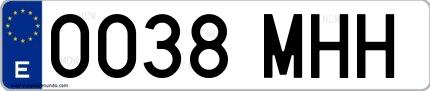 Ejemplo de matrícula española 0038 MHH