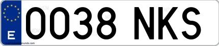 Ejemplo de matrícula española 0038 NKS
