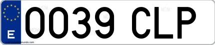 Ejemplo de matrícula española 0039 CLP
