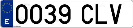 Ejemplo de matrícula de coche ordinaria 0039 CLV