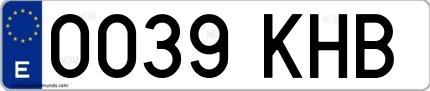Ejemplo de matrícula española 0039 KHB