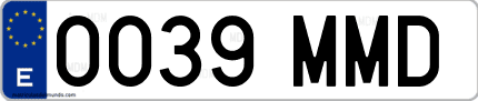 Ejemplo de matrícula de coche ordinaria 0039 MMD