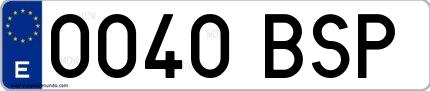 Ejemplo de matrícula española 0040 BSP