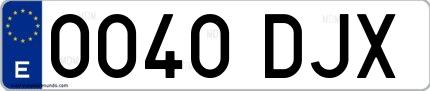 Ejemplo de matrícula de coche ordinaria 0040 DJX
