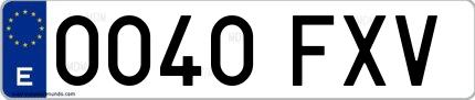 Ejemplo de matrícula española 0040 FXV