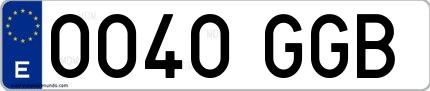 Ejemplo de matrícula española 0040 GGB