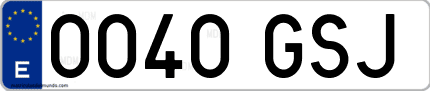 Ejemplo de matrícula de coche ordinaria 0040 GSJ
