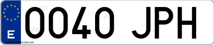 Ejemplo de matrícula de coche ordinaria 0040 JPH