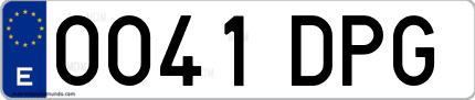 Ejemplo de matrícula de coche ordinaria 0041 DPG
