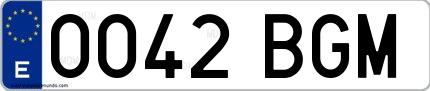Ejemplo de matrícula española 0042 BGM