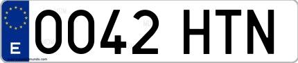 Ejemplo de matrícula española 0042 HTN