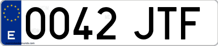 Ejemplo de matrícula de coche ordinaria 0042 JTF