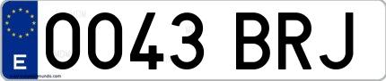 Ejemplo de matrícula española 0043 BRJ