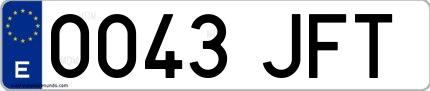 Ejemplo de matrícula española 0043 JFT