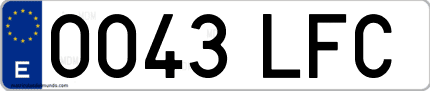 Ejemplo de matrícula de coche ordinaria 0043 LFC