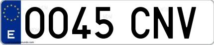 Ejemplo de matrícula española 0045 CNV