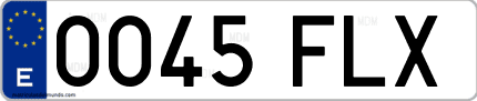Ejemplo de matrícula de coche ordinaria 0045 FLX