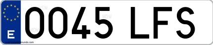 Ejemplo de matrícula de coche ordinaria 0045 LFS