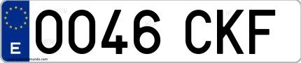 Ejemplo de matrícula española 0046 CKF