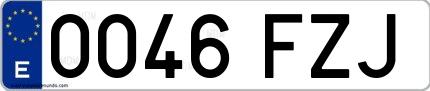 Ejemplo de matrícula española 0046 FZJ