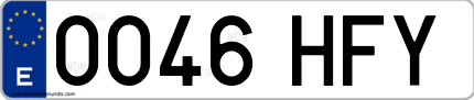 Ejemplo de matrícula de coche ordinaria 0046 HFY