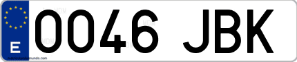 Ejemplo de matrícula de coche ordinaria 0046 JBK