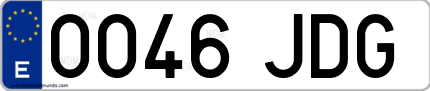 Ejemplo de matrícula de coche ordinaria 0046 JDG