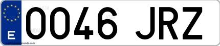 Ejemplo de matrícula española 0046 JRZ