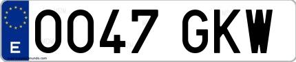 Ejemplo de matrícula española 0047 GKW
