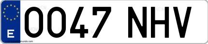 Ejemplo de matrícula española 0047 NHV