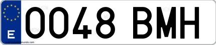 Ejemplo de matrícula española 0048 BMH