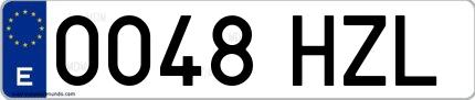 Ejemplo de matrícula española 0048 HZL
