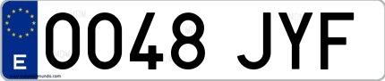 Ejemplo de matrícula española 0048 JYF