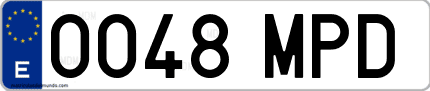 Ejemplo de matrícula de coche ordinaria 0048 MPD