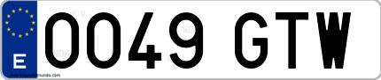 Ejemplo de matrícula de coche ordinaria 0049 GTW