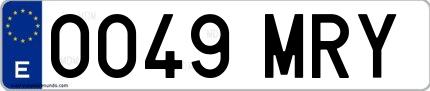 Ejemplo de matrícula española 0049 MRY