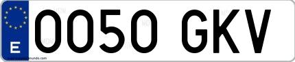 Ejemplo de matrícula de coche ordinaria 0050 GKV