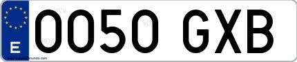 Ejemplo de matrícula española 0050 GXB