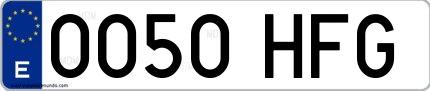 Ejemplo de matrícula española 0050 HFG