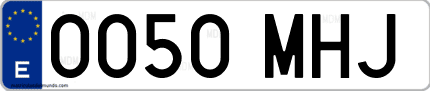 Ejemplo de matrícula de coche ordinaria 0050 MHJ