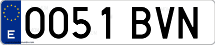 Ejemplo de matrícula de coche ordinaria 0051 BVN