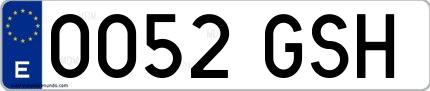 Ejemplo de matrícula española 0052 GSH
