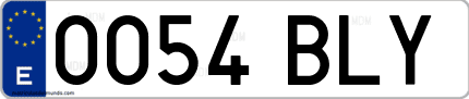 Ejemplo de matrícula de coche ordinaria 0054 BLY